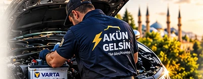 Bursa'da akü kontrolü yapan mobil servis personeli